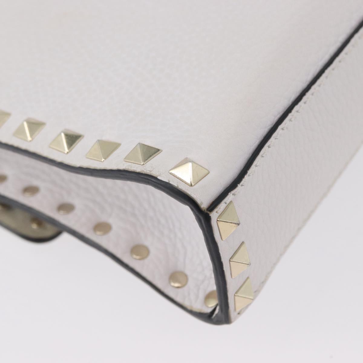 Valentino Garavani Rockstud Flip Lock Flap Bag Leather, WHITE, LEATHER, Shoulder bag