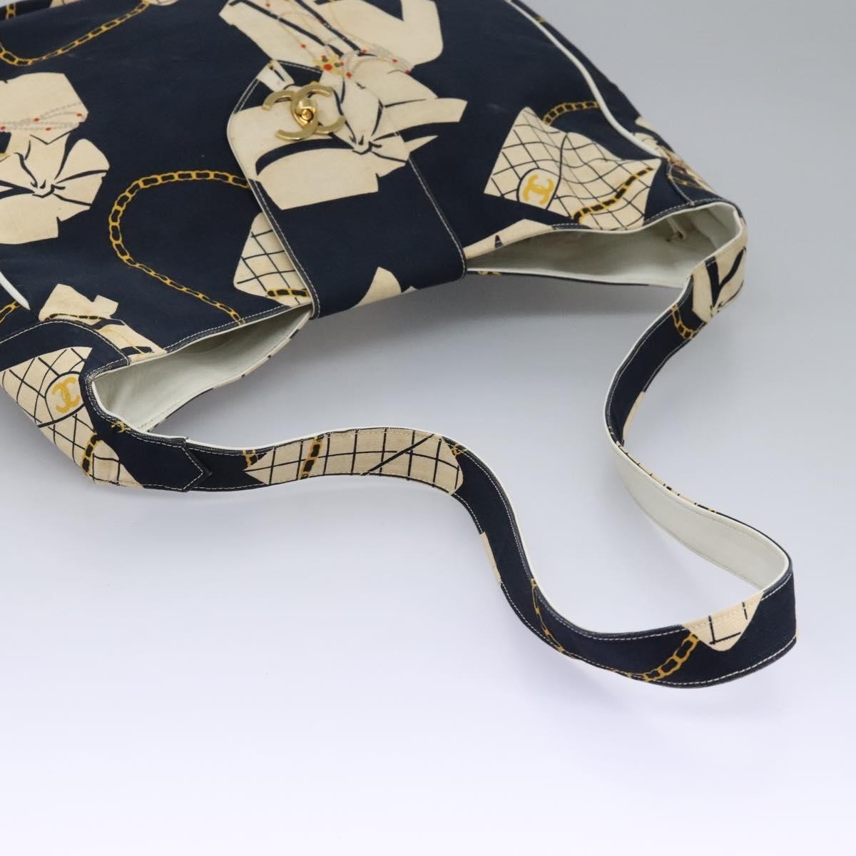 Chanel Miss Mademoiselle Shoulderbag Canvas, NAVY, CANVAS, Shoulder bag