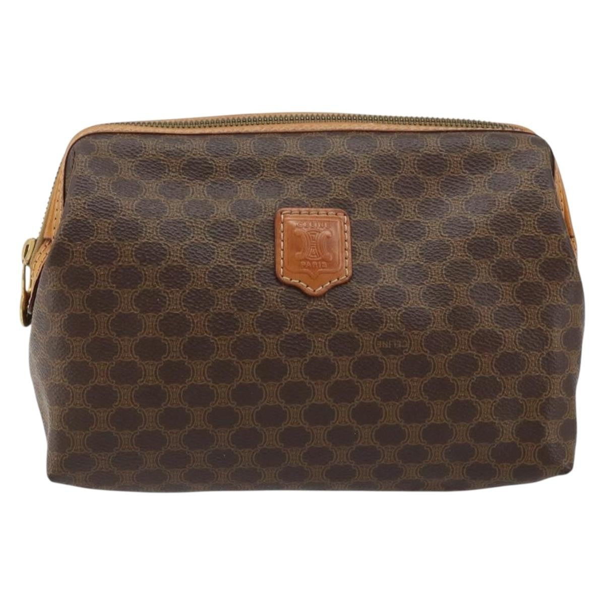 Celine Macadam Pochette Canvas and Leather, Brown, Canvas, Clutch
