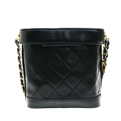 Chanel Vintage Tassel Box Bag Quilted Leather, BLACK, LEATHER, Shoulder bag