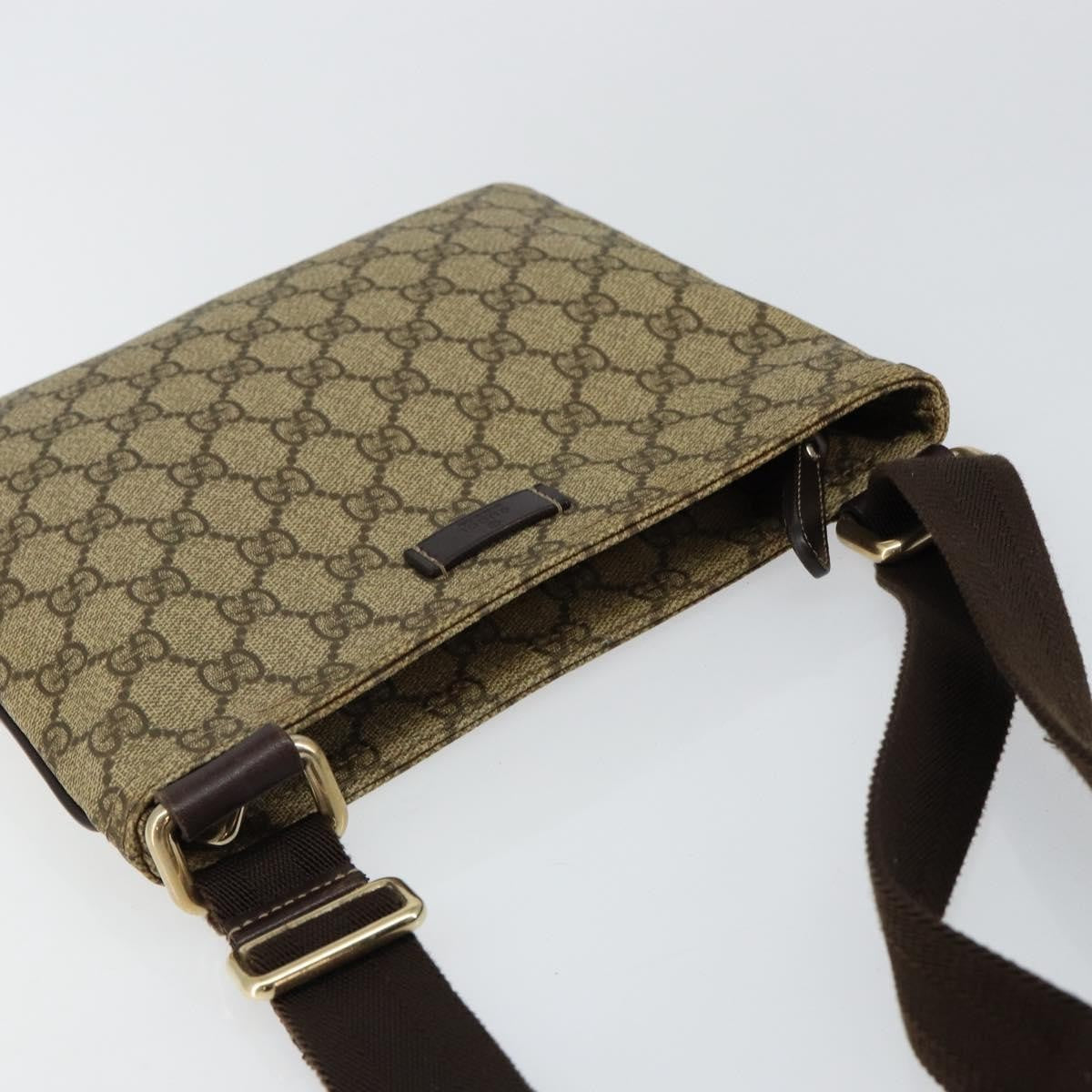 Gucci Flat Messenger Bag GG Canvas, BEIGE, CANVAS, Shoulder bag