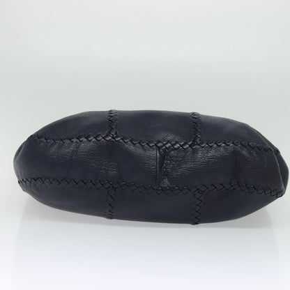 Bottega Veneta Open Hobo Cervo with Intrecciato Detail, NAVY, LEATHER, Shoulder bag