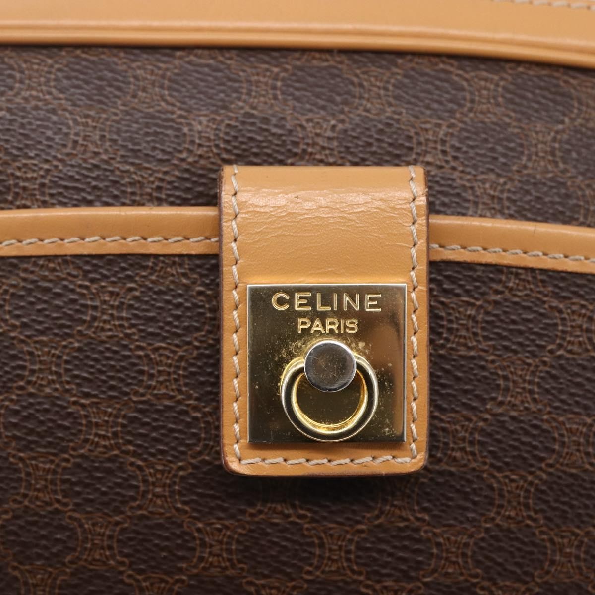 Celine Macadam Shoulder Bag PVC Leather, BROWN, PVC, Shoulder bag