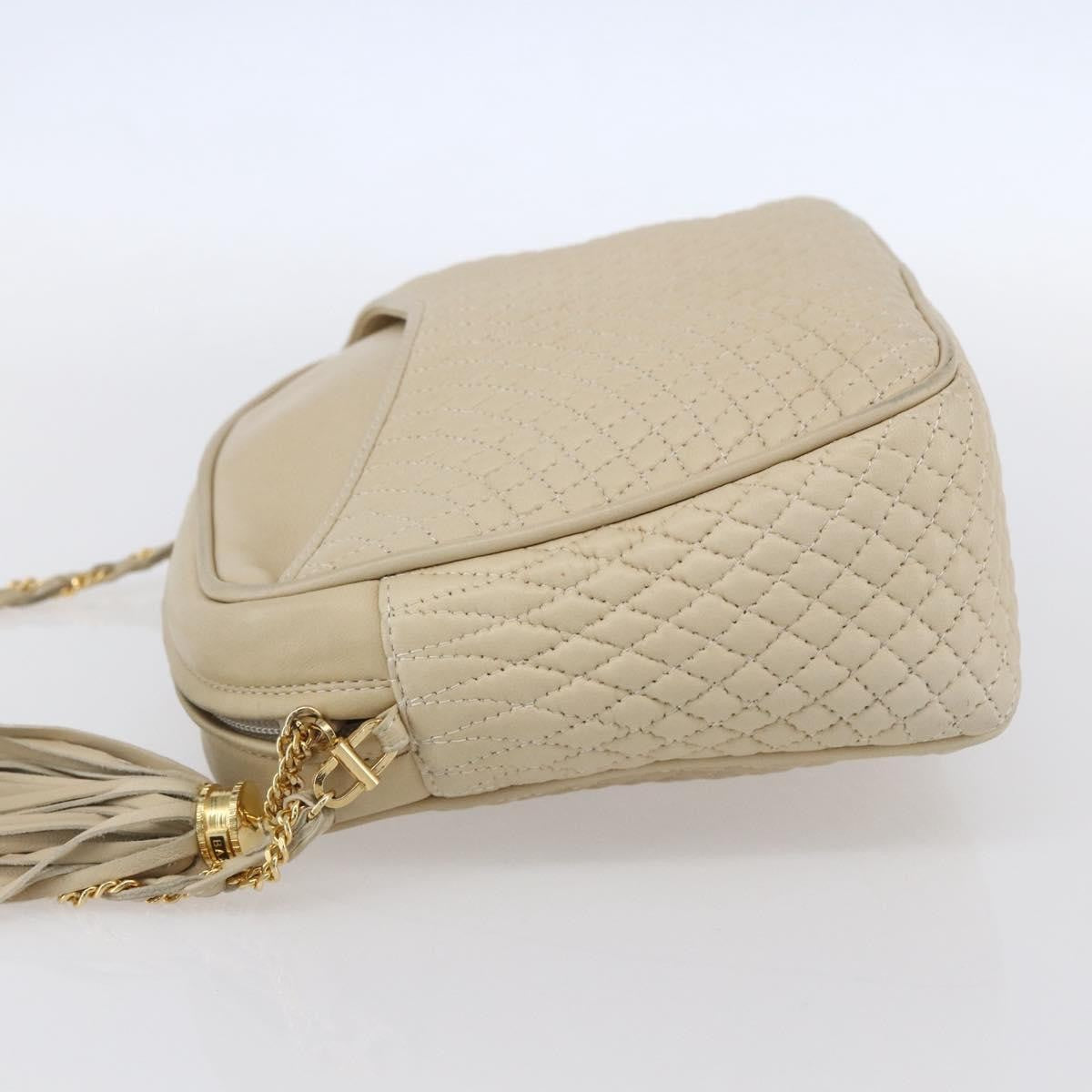 Bally Vintage Shoulder Bag Quilted leather, ECRU, LEATHER, Shoulder bag