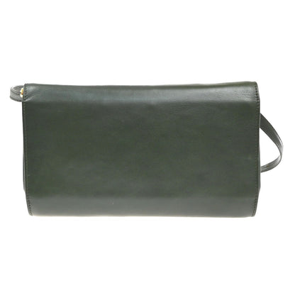 Celine Vintage Shoulder Bag Leather, GREEN, LEATHER, Shoulder bag