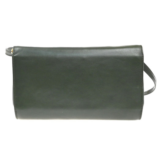 Celine Vintage Shoulder Bag Leather, GREEN, LEATHER, Shoulder bag
