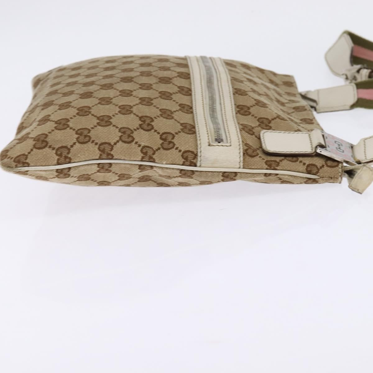 Gucci Flat Messenger Bag GG Canvas, BEIGE, CANVAS, Shoulder bag