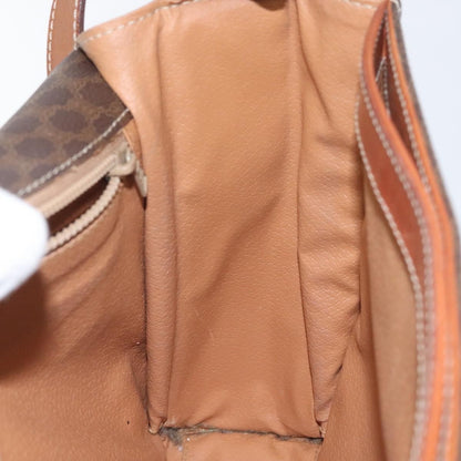 Celine Vintage Macadam Circle Logo Shoulder Bag Canvas and Leather, Brown, Canvas, Shoulder Bag