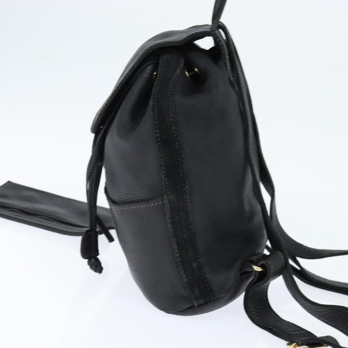 Fendi Logo Flap Drawstring Backpack Leather, BLACK, LEATHER, Backpack