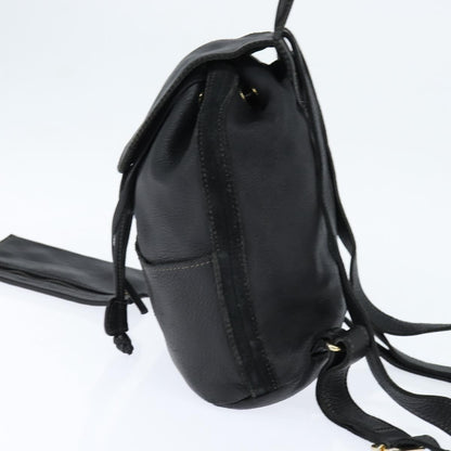 Fendi Logo Flap Drawstring Backpack Leather, BLACK, LEATHER, Backpack