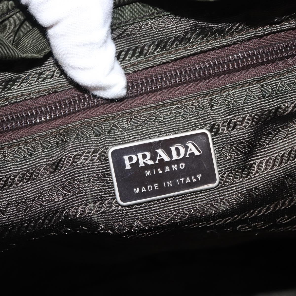 Prada Double Front Pocket Backpack Tessuto, Khaki, Nylon, Backpack