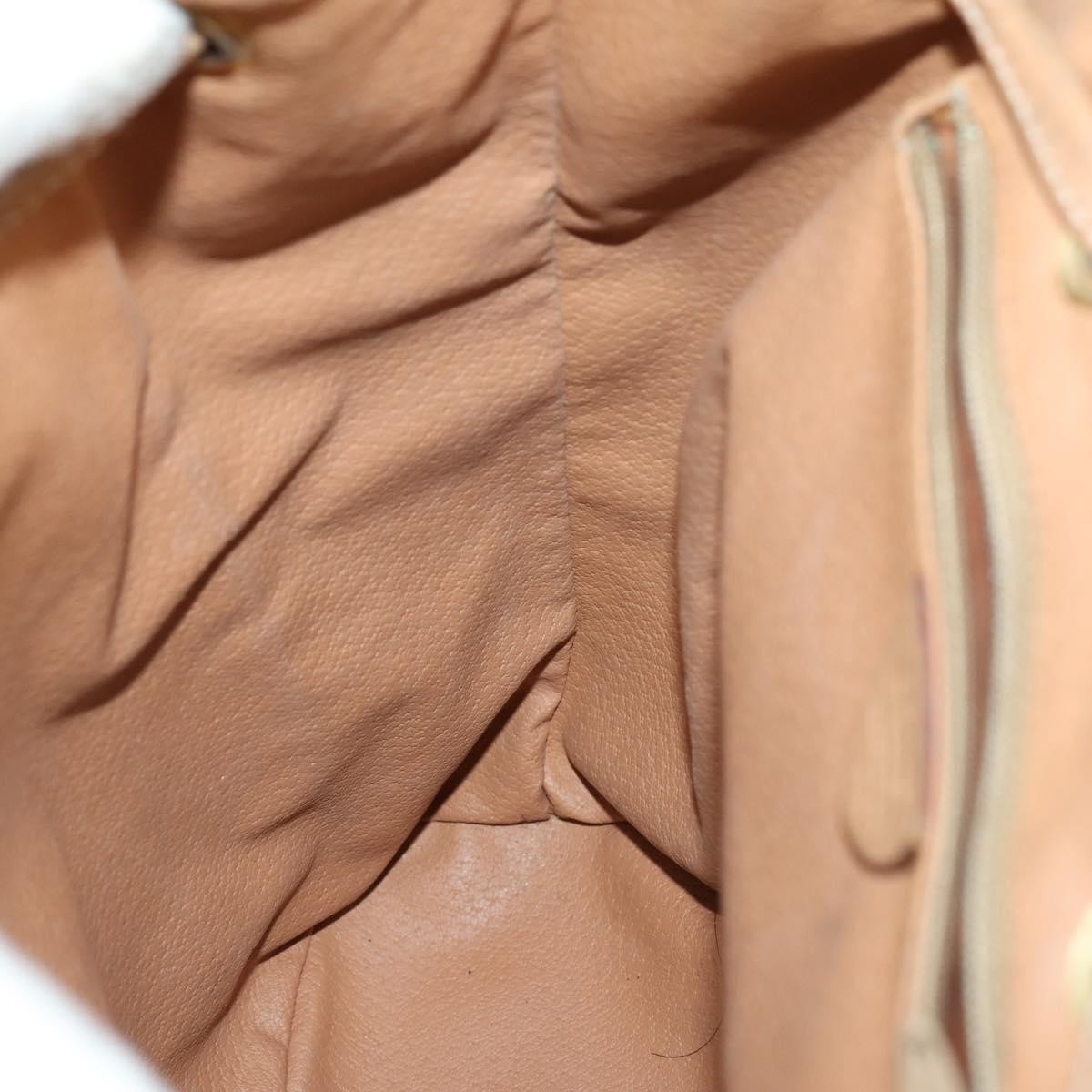 Celine Vintage Drawstring Flap Backpack Macadam Coated Canvas, BROWN, CANVAS, Backpack