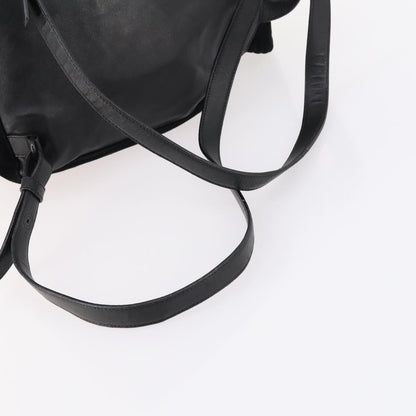 Prada Vela Double Front Pocket Backpack Leather, BLACK, LEATHER, Backpack