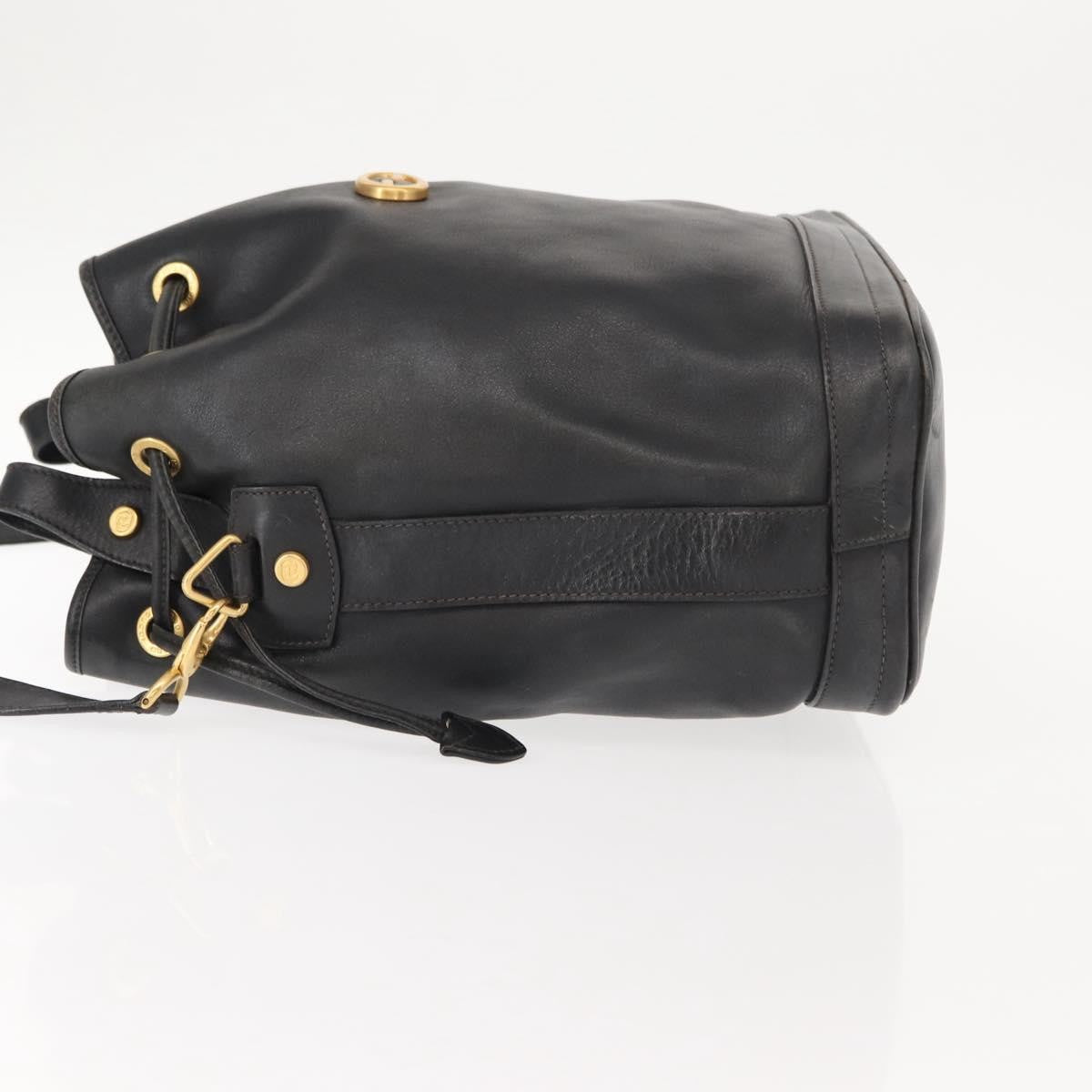 Gucci Vintage Drawstring Shoulder Bag Leather, BLACK, LEATHER, Shoulder bag