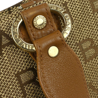 Bvlgari Logomania Handbag Canvas, Brown, Canvas, Handbag