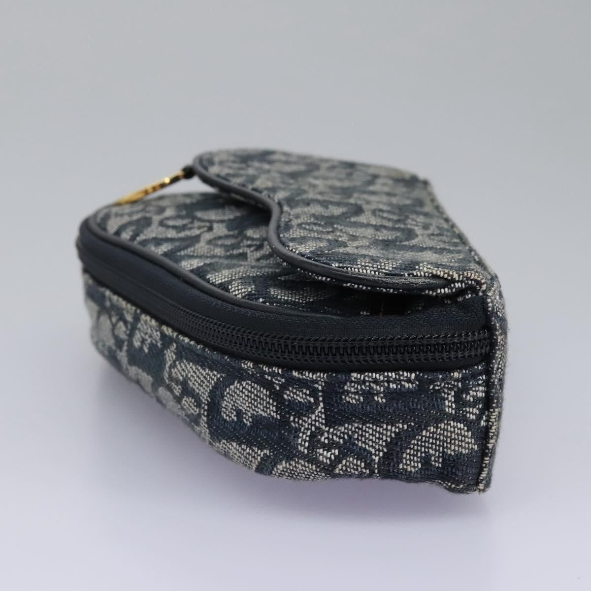 Christian Dior Vintage Saddle Coin Purse Diorissimo Canvas, NAVY, CANVAS, Clutche & pouche