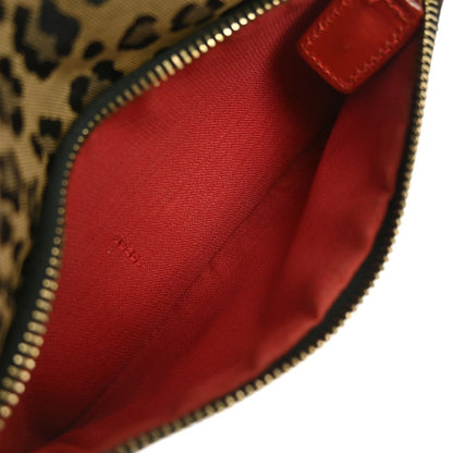 Fendi Vintage Convertible Bowling Bag Leopard Print Jacquard, BROWN, CANVAS, Handbag