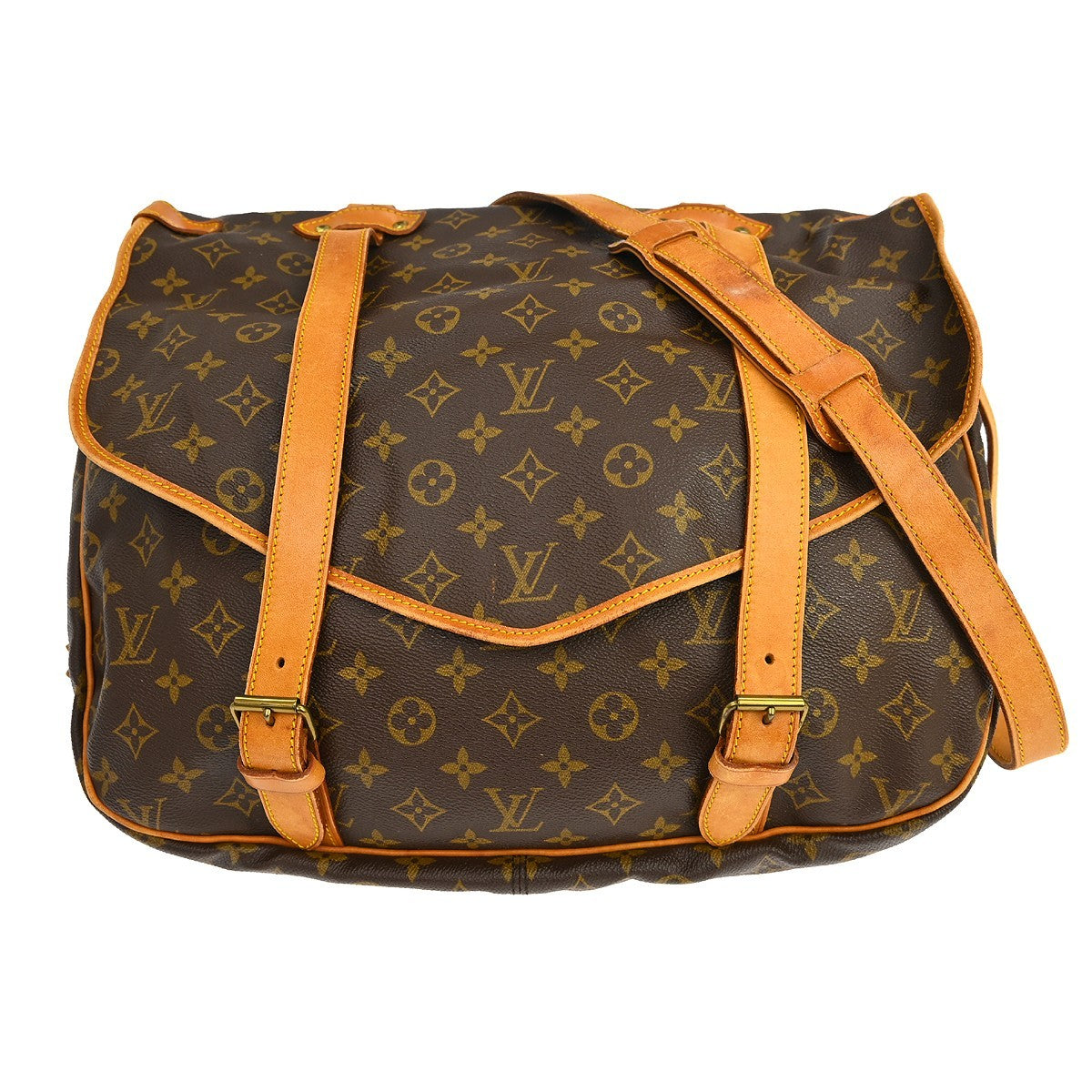 Louis Vuitton Saumur Handbag Monogram Canvas, Brown, Canvas, Shoulder Bag