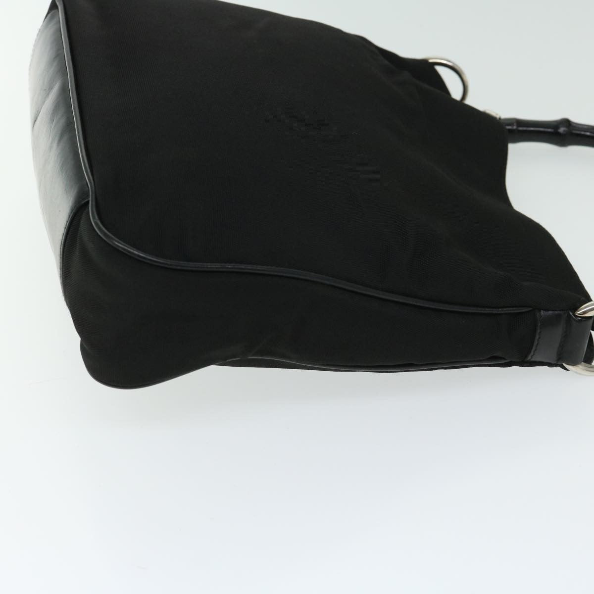 Gucci Vintage Bamboo Handle Bag Nylon, Black, Nylon, Handbag