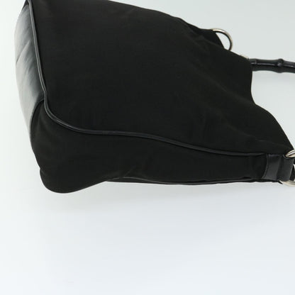 Gucci Vintage Bamboo Handle Bag Nylon, Black, Nylon, Handbag