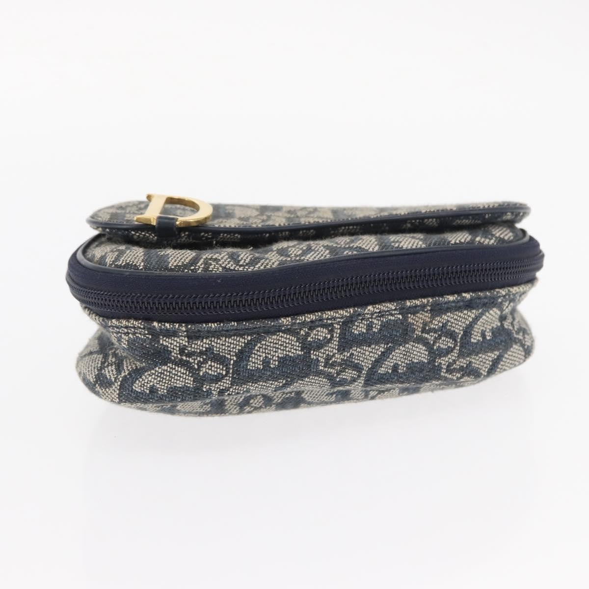 Christian Dior Saddle Zip Pouch Diorissimo Canvas, NAVY, CANVAS, Clutche & pouche