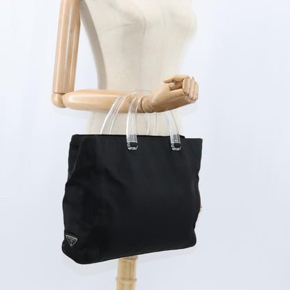 Prada Resin Handle Tote Tessuto, Black, Nylon, Tote Bag