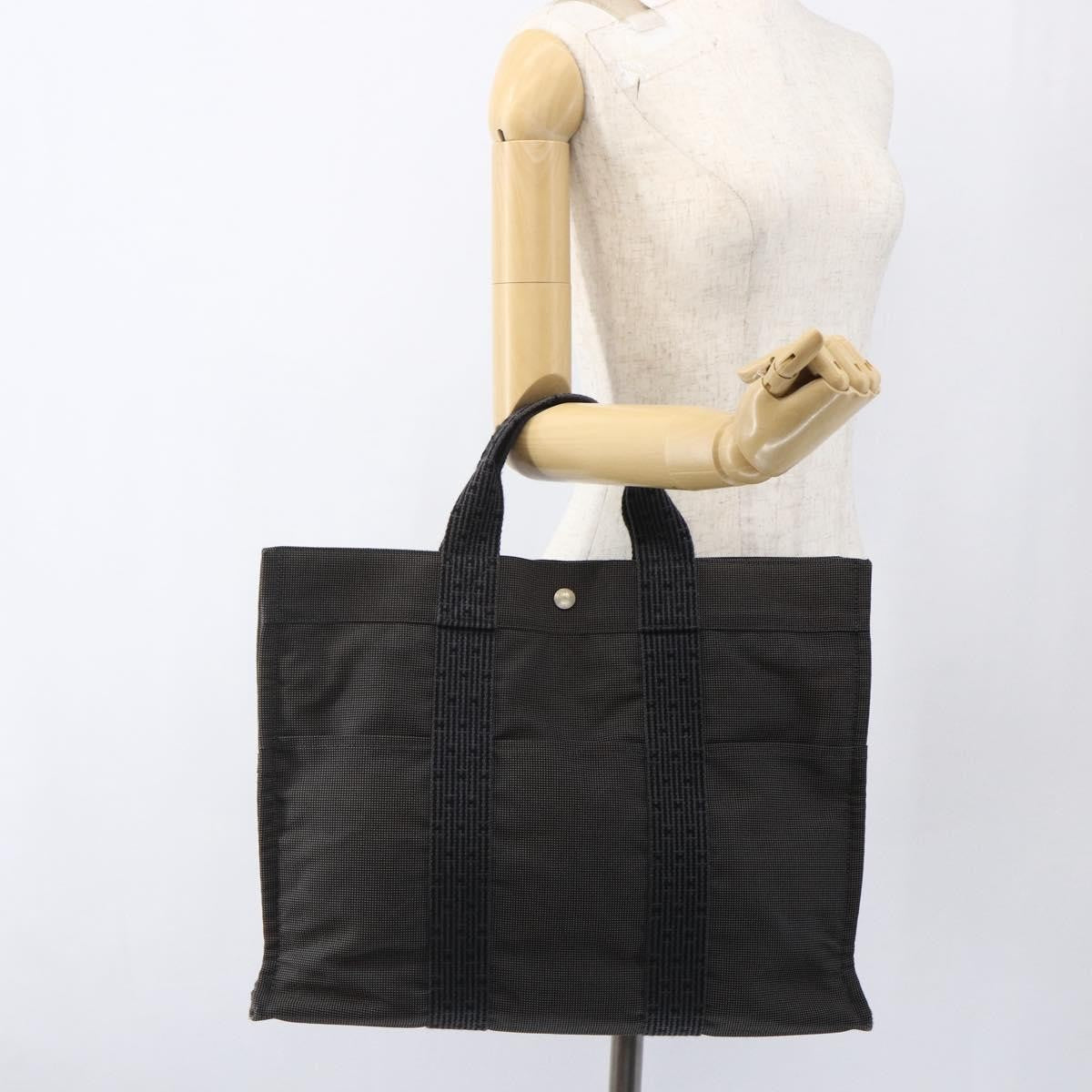 Hermes Fourre-tout Herline Canvas, GRAY, CANVAS, Tote bag