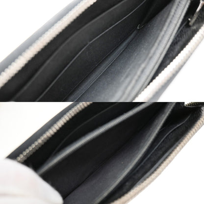 Chanel CC Logo Zipper Long Bifold Leather, BLACK, CALFSKIN, Wallets