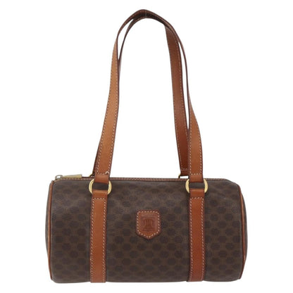 Celine Vintage Macadam Handbag Canvas and Leather, BROWN, CANVAS, Handbag