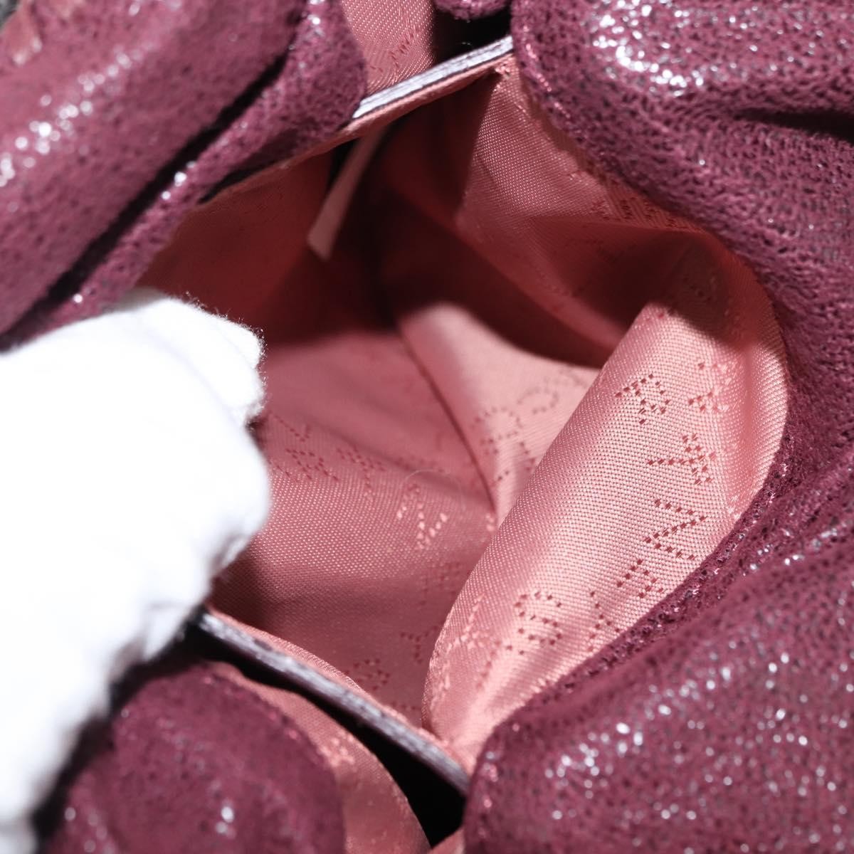 Stella McCartney Falabella Fold Over Crossbody Bag Shaggy Deer, Burgundy, Polyester, Shoulder Bag