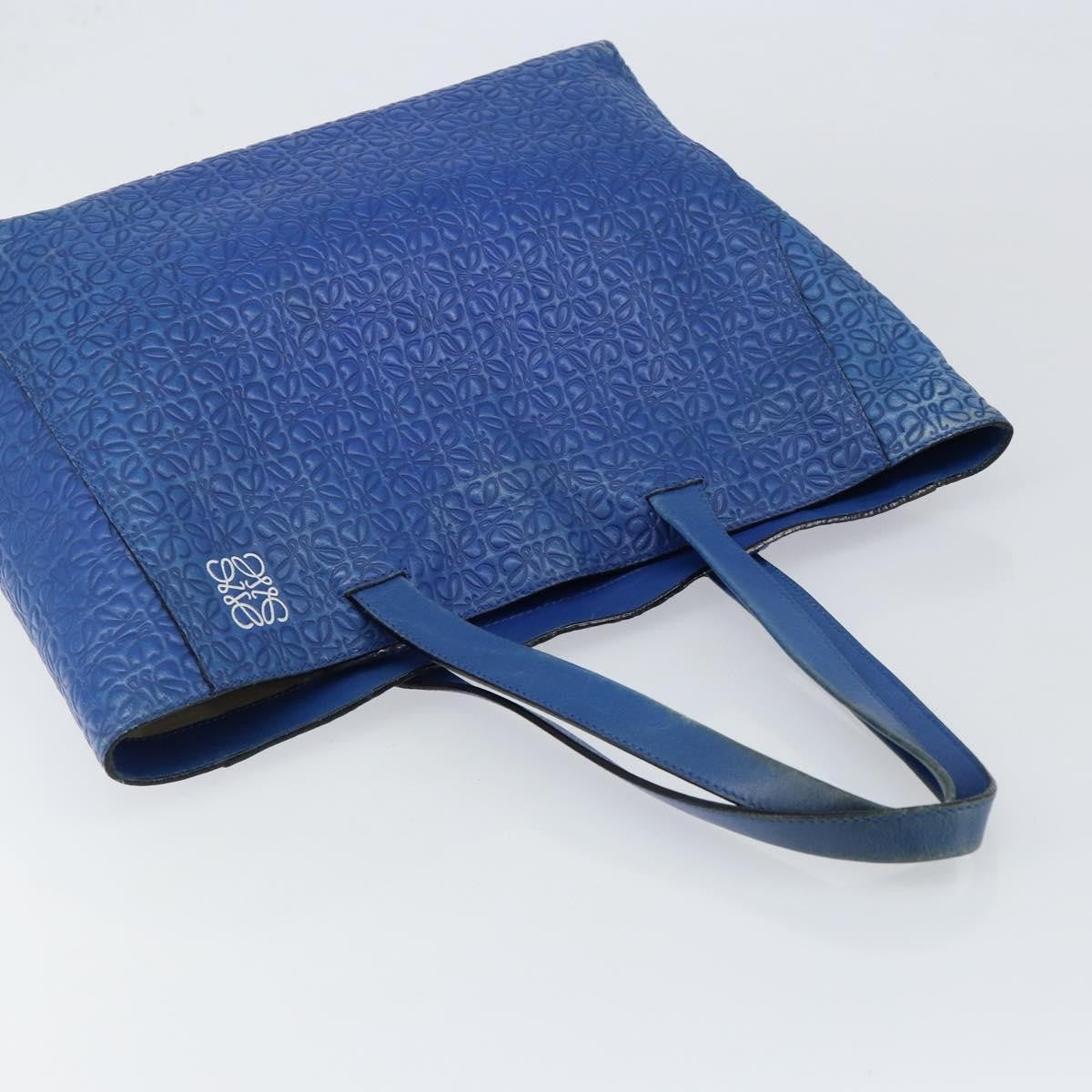 Loewe Vintage Anagram Tote Leather, BLUE, LEATHER, Tote bag