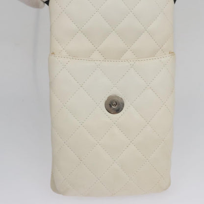 Chanel Cambon Crossbody Bag Quilted Leather, WHITE, LEATHER, Shoulder bag