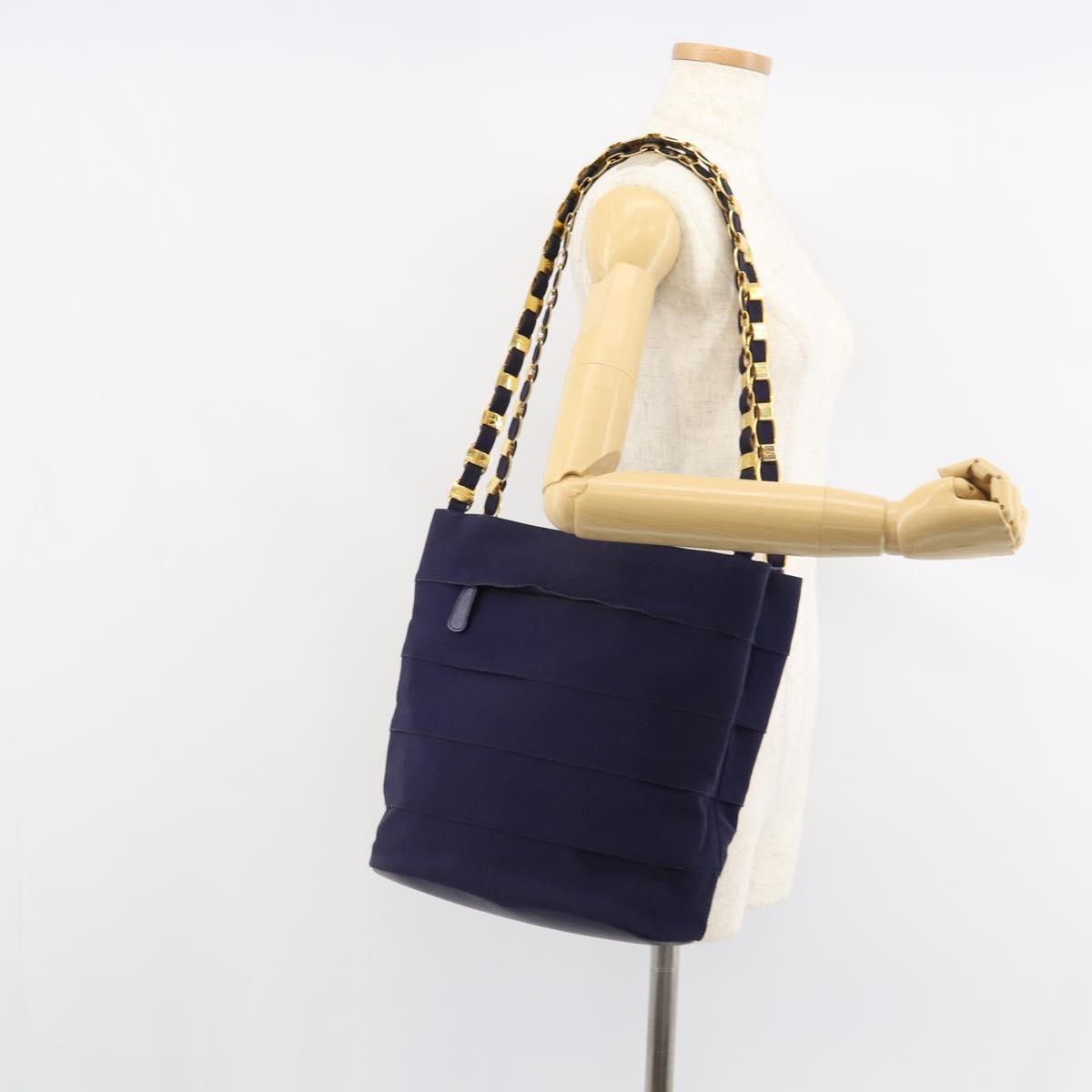 Salvatore Ferragamo Vala Chain Shoulder bag Canvas, NAVY, CANVAS, Shoulder bag