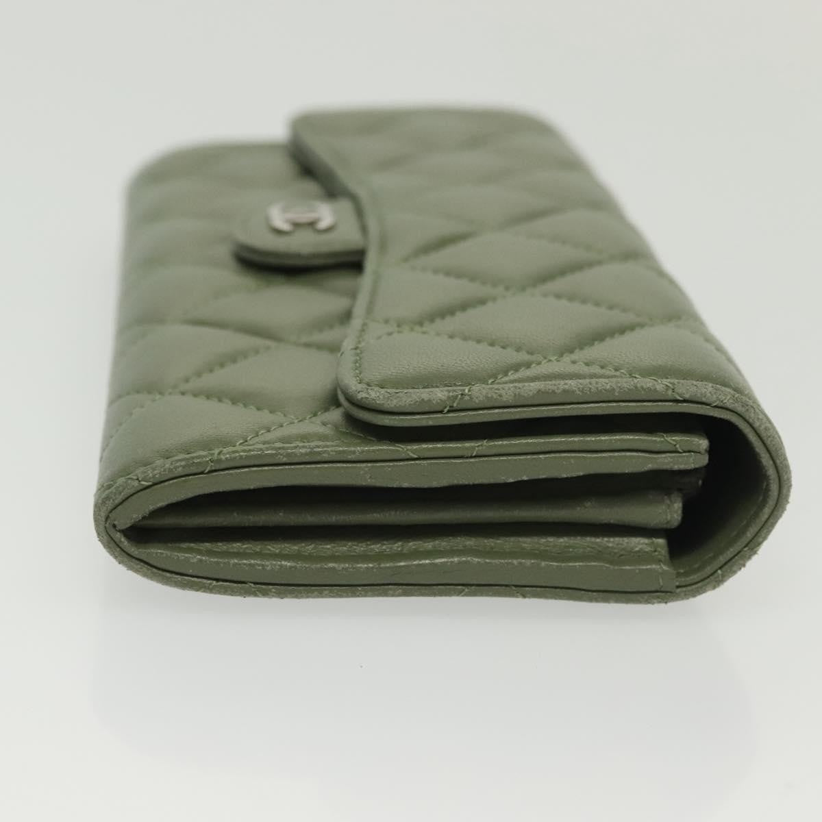Chanel CC Gusset Classic Flap Wallet Quilted Lambskin, GREEN, LEATHER, Wallets