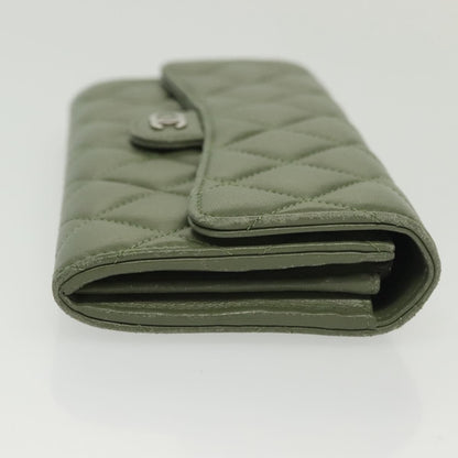 Chanel CC Gusset Classic Flap Wallet Quilted Lambskin, GREEN, LEATHER, Wallets
