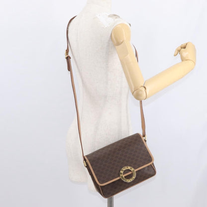 Celine Vintage Macadam Shoulder Bag Canvas and Leather, BROWN, CANVAS, Shoulder bag