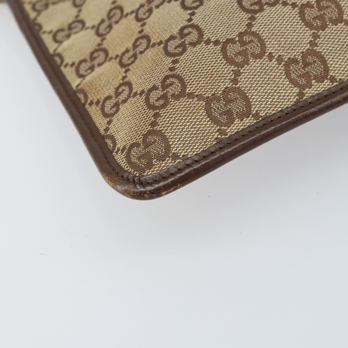 Gucci Vintage Flat Messenger Bag GG Canvas and Leather, BEIGE, CANVAS, Shoulder bag