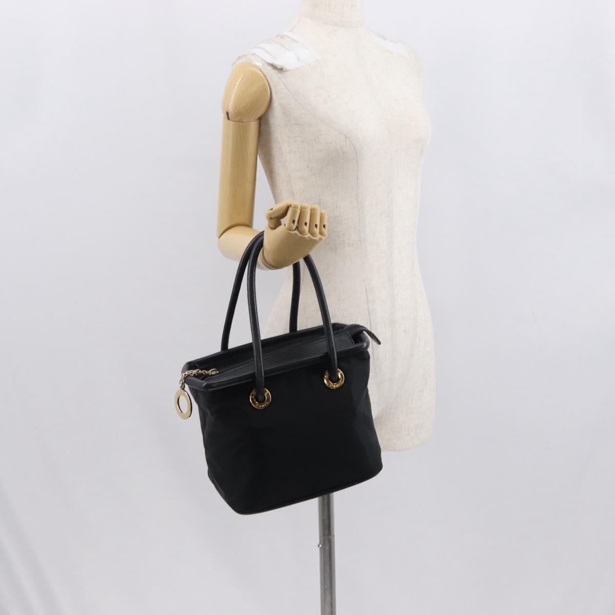 Celine Circle Logo Handbag Nylon, BLACK, NYLON, Handbag