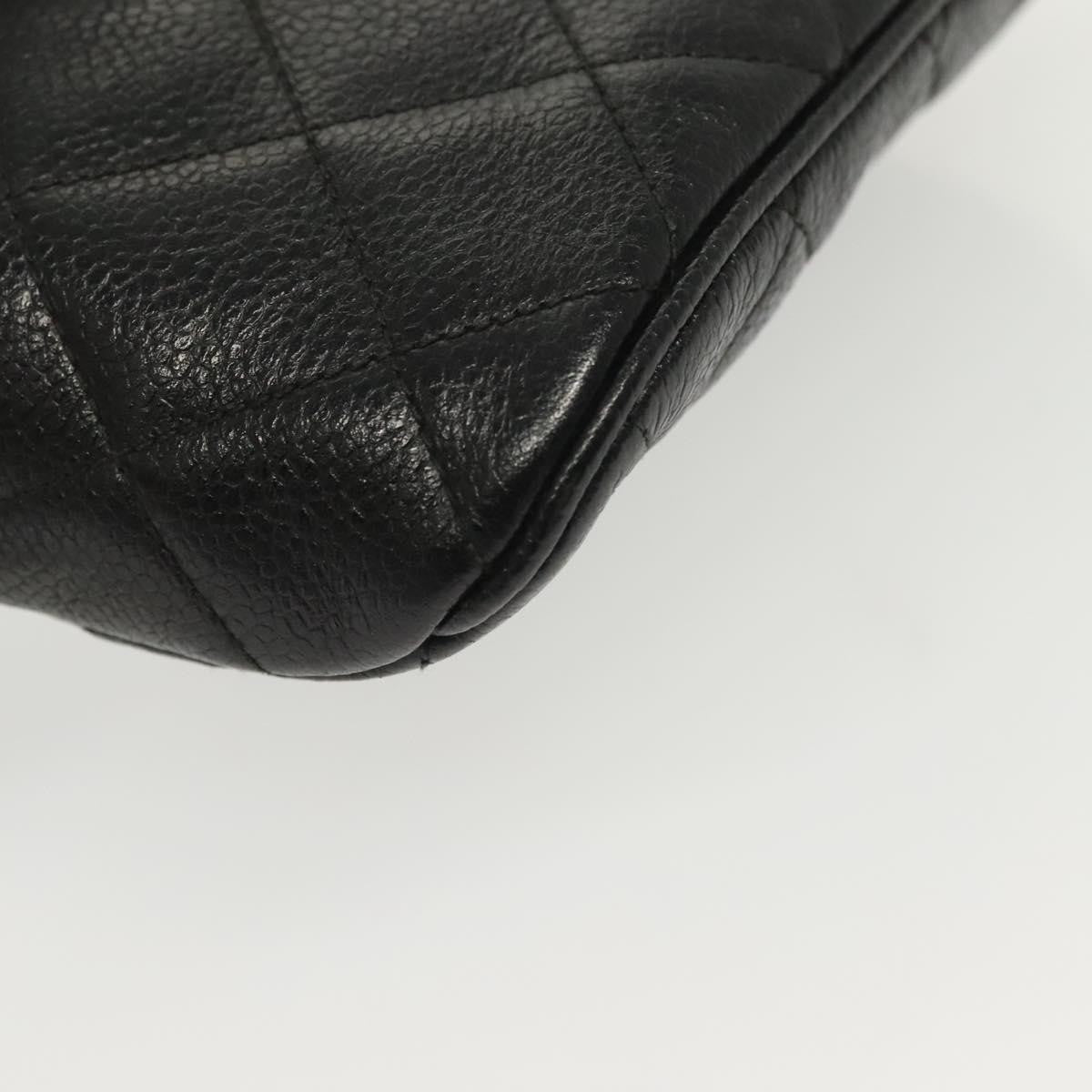 Chanel Vintage Zip Belt Bag Quilted Caviar, BLACK, LEATHER, Clutche & pouche