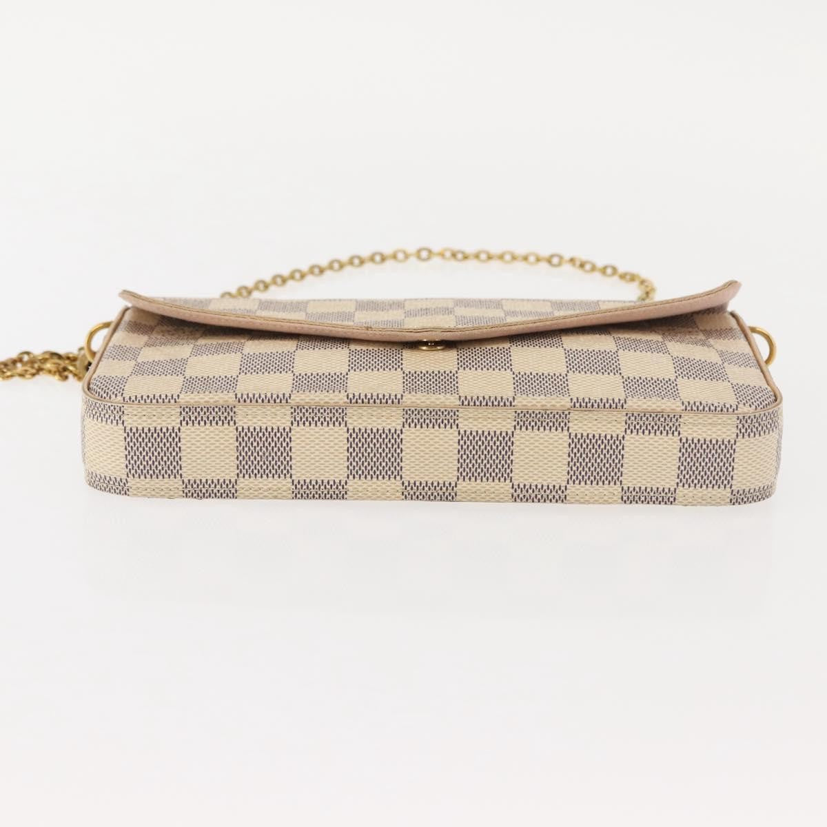Louis Vuitton Felicie Pochette Damier, WHITE, CANVAS, Clutche & pouche