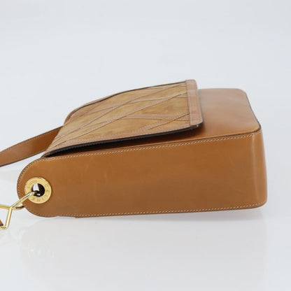 Celine Vintage Shoulder Bag Leather, BROWN, SUEDE, Shoulder bag