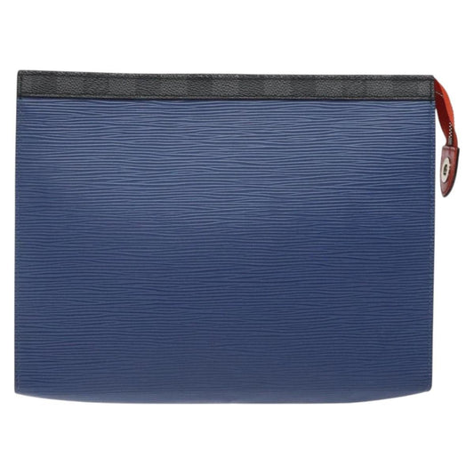 Louis Vuitton Pochette Voyage Epi Leather with Damier Graphite, BLUE, LEATHER, Clutche & pouche