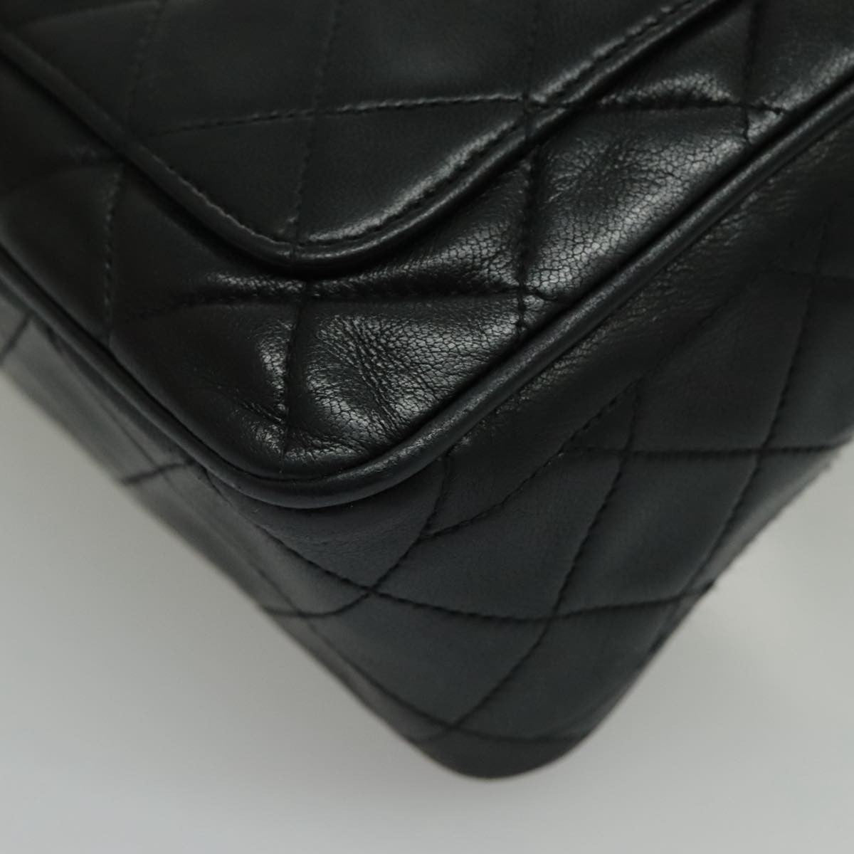 Chanel Vintage CC Pushlock Flap Bag Quilted Lambskin, BLACK, LEATHER, Shoulder bag