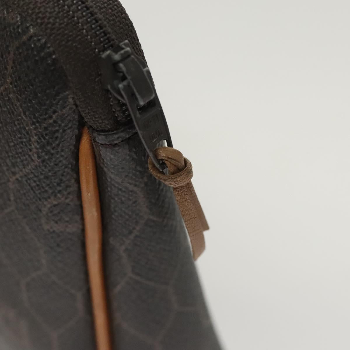 Christian Dior Vintage Honeycomb Zip Pouch Canvas and Leather, Black, Canvas, Clutch