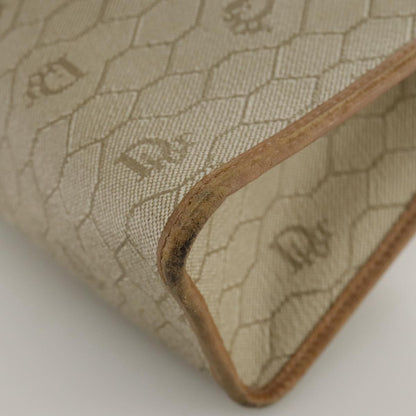 Christian Dior Vintage Honeycomb Zip Pouch Canvas and Leather, BEIGE, CANVAS, Clutche & pouche