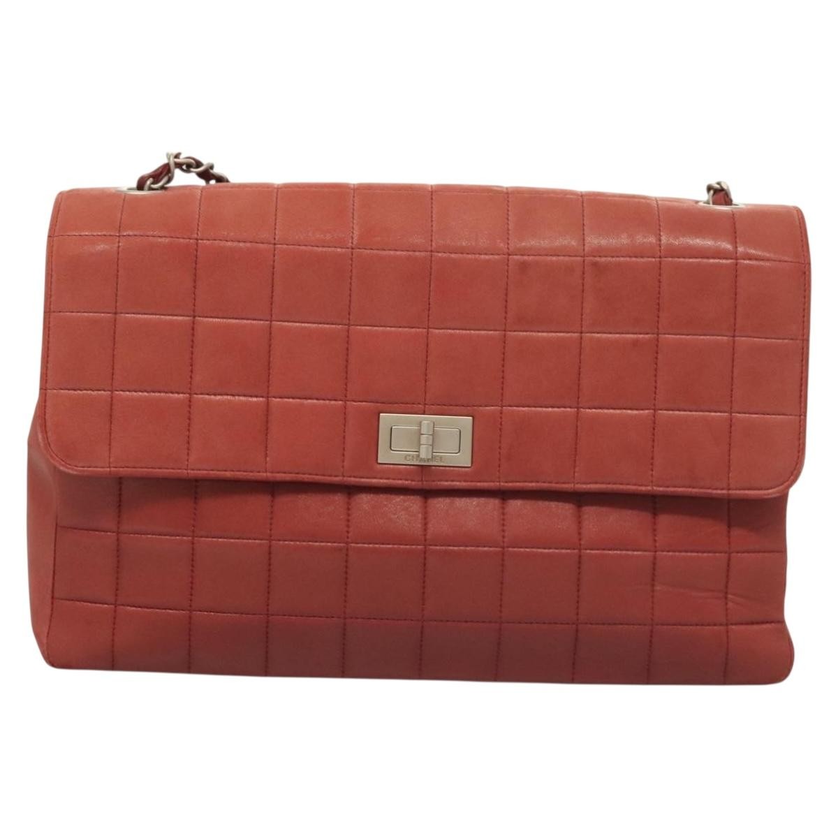 Chanel Chocolate Bar Reissue Flap Bag Lambskin, RED, LEATHER, Handbag