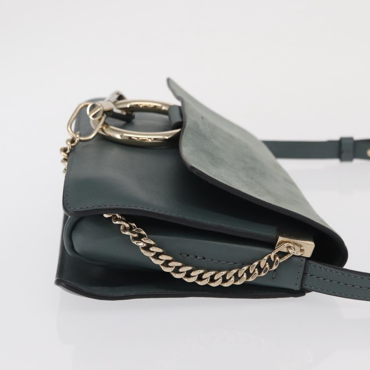 Chloe Faye Shoulder Bag Leather and Suede, GREEN, LEATHER, Shoulder bag