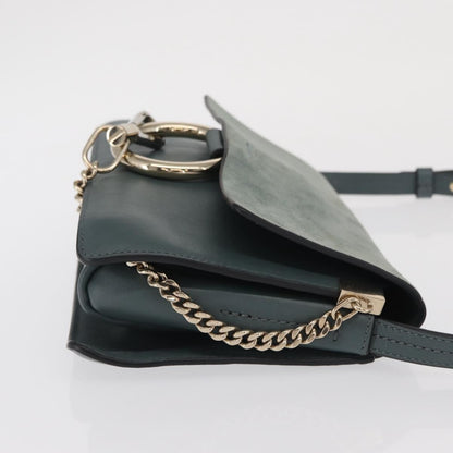 Chloe Faye Shoulder Bag Leather and Suede, GREEN, LEATHER, Shoulder bag