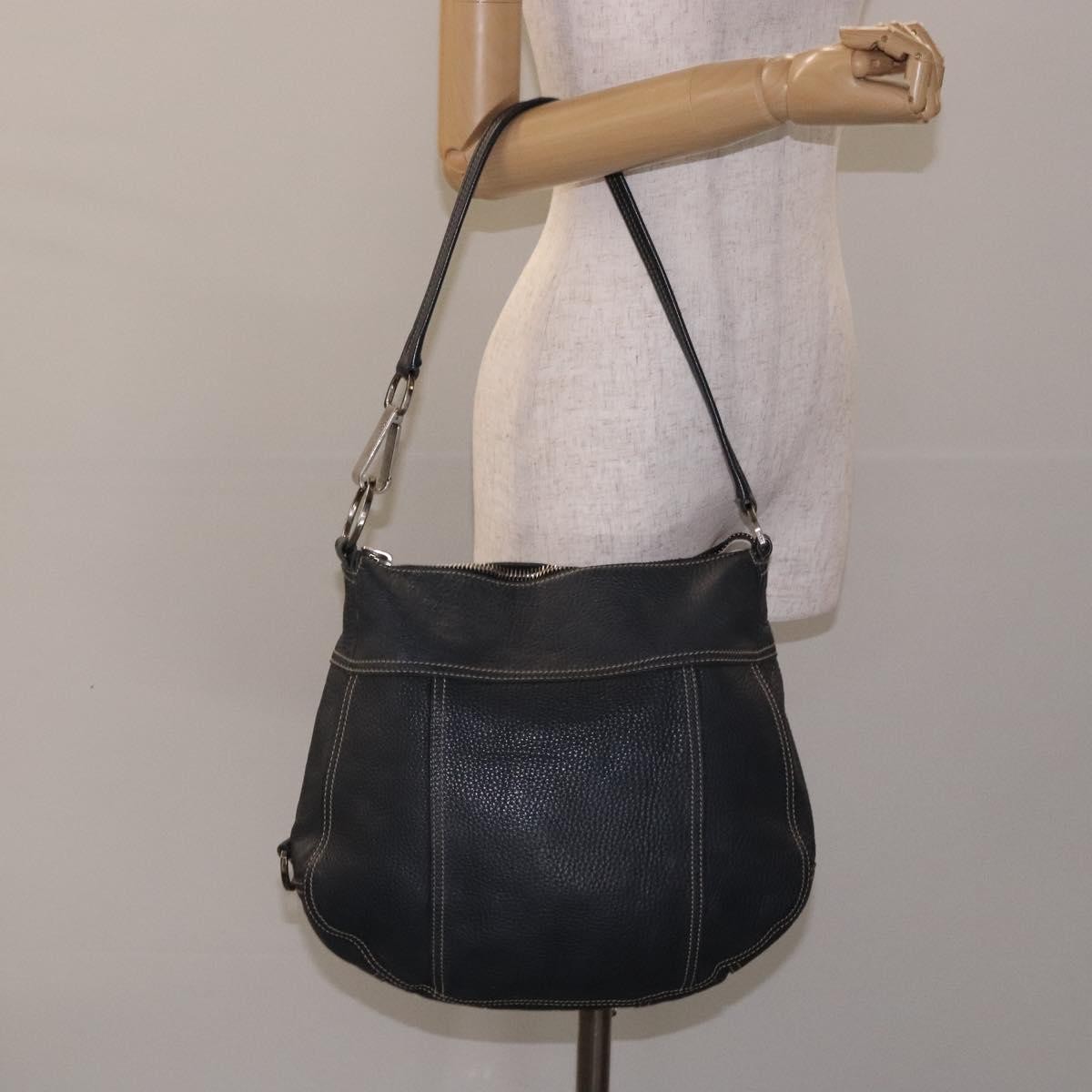 Prada Vintage Shoulder Bag Leather, NAVY, LEATHER, Shoulder bag