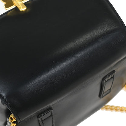 Salvatore Ferragamo Gancini Shoulder Bag Leather, BLACK, LEATHER, Shoulder bag